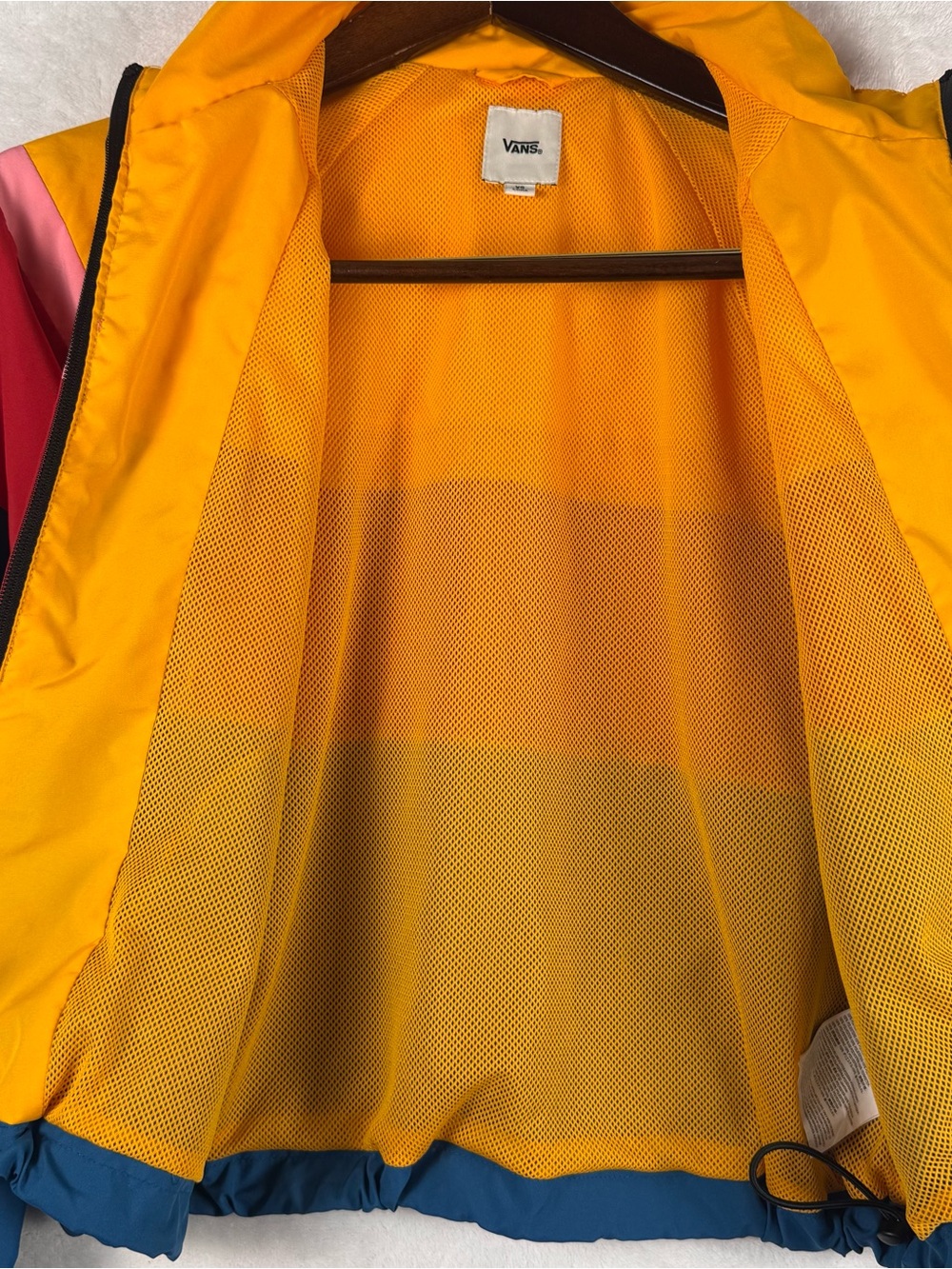 Vans Colorblock Full Zip Windbreaker Jacket XS Pink Blue Yellow - Picture 4 of 9